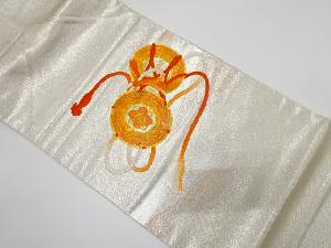 雲取りに鼓模様　刺繍　名古屋帯